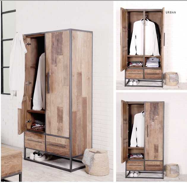 ארון בגדים מעץ מלא ממוחזר