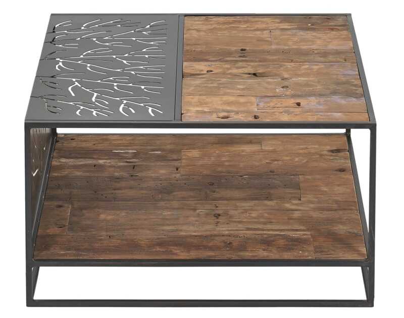 שולחן סלון עץ ממוחזר משולב ברזל