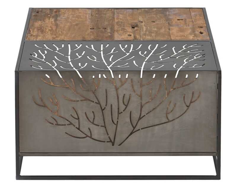 שולחן מרובע מעץ מלא ממוחזר