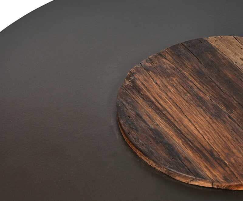 שולחן צד עגול משולב עץ ממוחזר