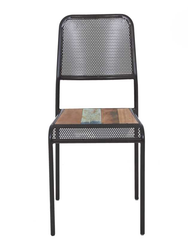 כיסא אוכל עץ ממוחזר וברזל