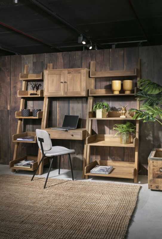 ספריה משולבת מעץ מלא