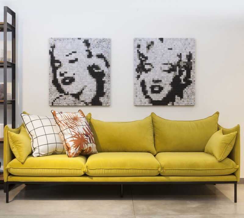 ספה תלת מושבית צהובה ספה תלת מושבית צהובה