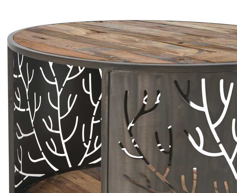 שולחן סלון עגול - עץ וברזל