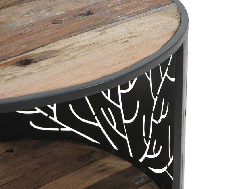 שולחן עגול עץ מלא עם ברזל