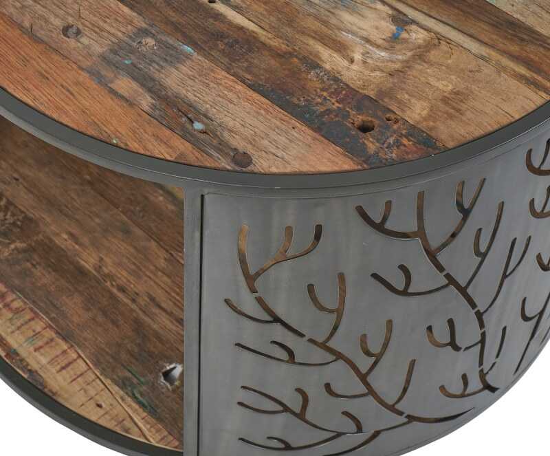 שולחן עגול משולב ברזל ועץ מלא